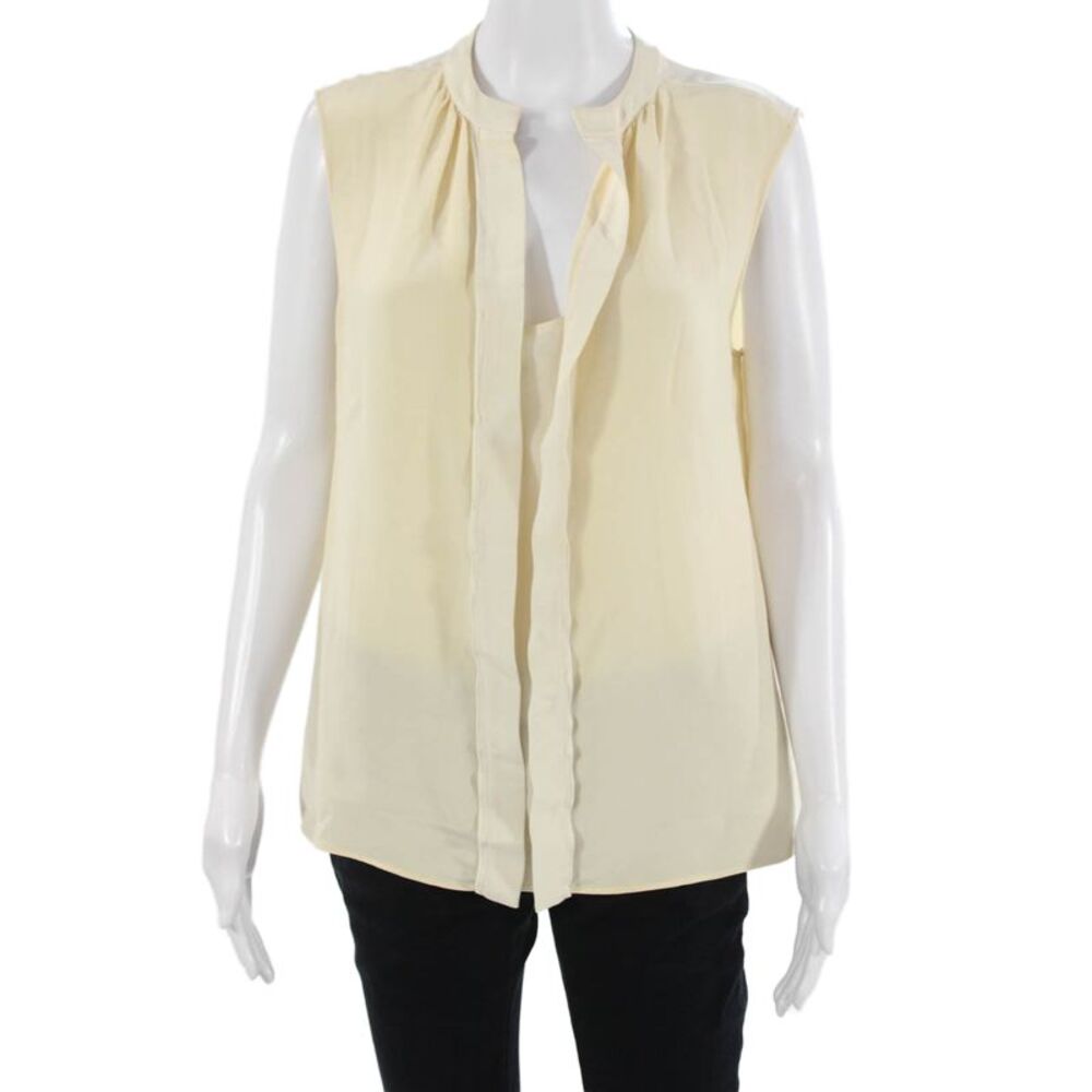 Derek Lam Womens Beige Silk High Neck Sleeveless Blouse Size S